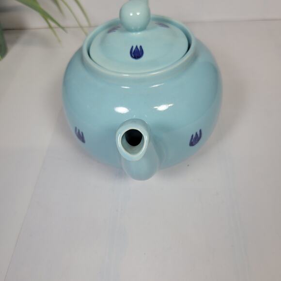 MCM Retro Cameron/Cronin Pottery Dutch Blue Tulip Teapot & Lid - Picture 4 of 7